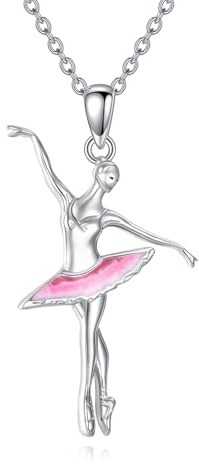 YFN Collana di danza classica in argento 925 Ciondolo a forma di ballerina Regali di danza per le donne