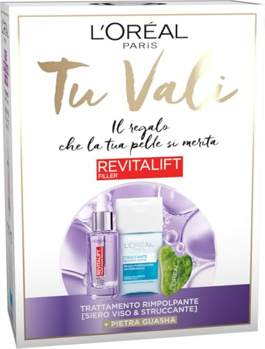 L'Oréal Paris Box Weihnachten 2025 mit Gesichtsserum 1,5% reine Hyaluronsäure und Mikroepidermis, 30 ml Revitalift Filler und Gasha-Stein für Gesichtsmassage