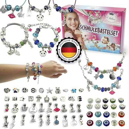 Orbikus Schmuckbastelsets Mädchen ab 8 Jahren – DIY Armbänder & Halsketten selber machen mit Perlen & Anhängern, Kreativ Geschenkidee Geburtstag, einschulung mädchen, schultüte mädchen