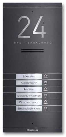 Metzler Türsprechanlage, Komplett Set, Gegensprechanlage aus Edelstahl, Sprechanlage mit Türöffner (Anschluss), mit Innenstation (Monitor), IP65, Eisenglimmer, ADM10