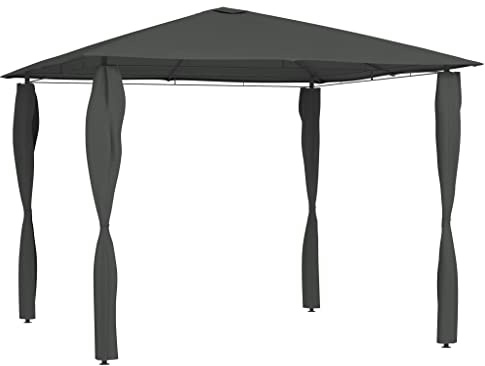 Pavillon de Jardin 3x3m, Toit 160g/m² Anthracite, Structure Acier Robuste, Pergola Jardin Exterieur avec Couvre-Poteaux, pour Terrasse, Événements Extérieur, 3 x 3 x 2.6 m