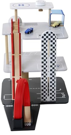 VERTBAUDET Jouet Garage Voiture 3 Niveaux Looping Bois FSC Rouge TU