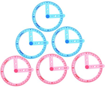 Alipis Transportador Circular de Plástico 6 Piezas 360 Grados para Geometría Escolar y Oficina Herramienta Práctica para Medir y Dibujar Ángulos Regla Profesional para Dibujo Técnico