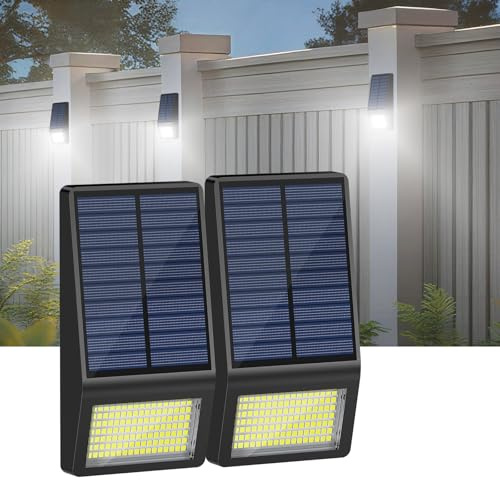 Smiling Shark WL-04 Lampe Solaire Extérieur, 119 LED Applique Murale Exterieur Solaire avec Détecteur Mouvement 160° Eclairage Étanche Lumiere Lampe Solaire pour Jardin Garage (2, Blanc Froid)