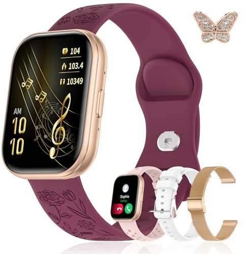 Iaret Reloj Inteligente Mujer, Regalo con 4 Correas Intercambiables y Charm, Smartwatch de 1,75, Llamadas Bluetooth, Ritmo Cardíaco SpO2 Sueño, 120+ Modos Deportivos, Compatible con Android iPhone