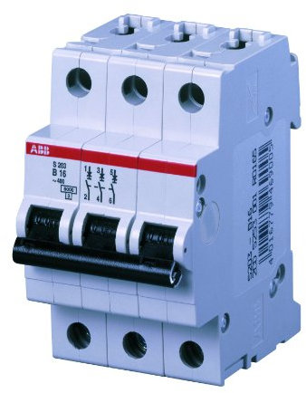 ABB S203-B10 MCB Leitungsschutzschalter Typ B, 3P 10A 400V 6 kA System Pro M Compact 2CDS253001R0105
