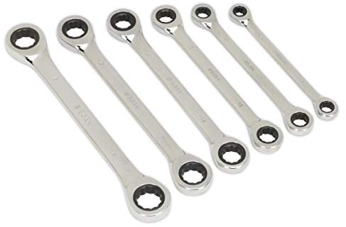 Sealey S0636 Metric Double End Ratchet Ring Spanner Set, 6 Pieces
