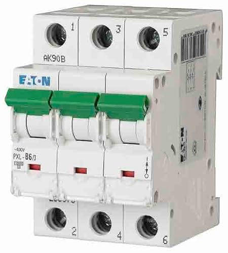 Eaton PXL Miniaturüberlastschalter Typ C, Pol 3-polig 6A 400V ac, Abschaltvermögen 10 kA xPole 48 V dc
