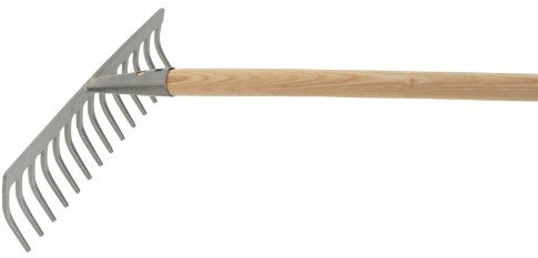 FLORA Gartenrechen pulverbeschichtet mit 16 Zinken | ohne Stiel | 42 cm Breite | robuster Universalrechen für den universellen Einsatz