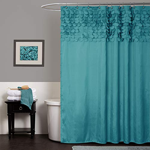 Lush Decor Lillian duschdraperi | texturerad skimmer cirkel design badrum, 183 cm x 183 cm, turkos