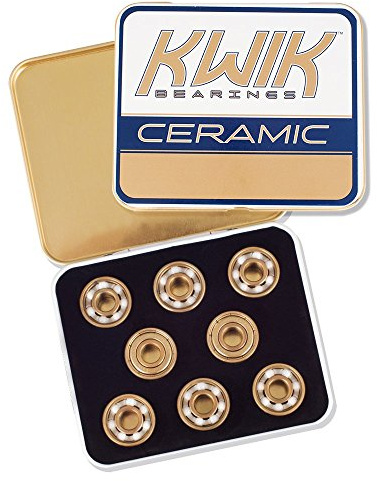 Riedell KwiK Ceramic Bearings - Set of 16 Heat-Treated Alloy Roller Skate Bearings - 8mm