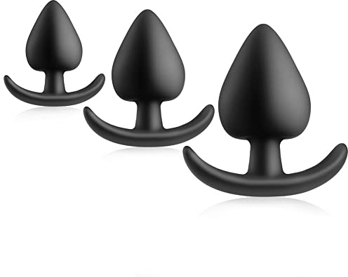 SXOVO anal plug butt plug Juego de 3 piezas, medio grande extra grande silicona anal plug butt plug anal butt plug para mujeres y hombres anal negro juguetes sexuales