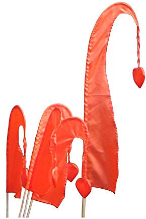 DEKOVALENZ - Balifahne Little SANUR mit Holzstange, mit herzförmiger Spitze, versch. Farben+Längen, Fahnenlänge:55 cm, Farbe:orange