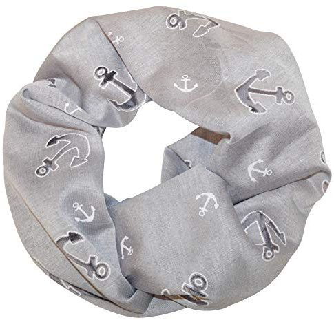 thb Richter Damen Loopschal Schlauchschal Rundschal Anker Anchor Muster mit Spitzen unifarben einfarbig Frühling Sommer Schal Uni Farben Spitze