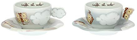 THUN - Set 2 Tazze Medie - Linea Pioggia di Colori - Porcellana - 160 ml - ø 9 cm