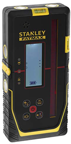 Stanley FatMax Rotary Laser Receiver for Red Laser, Large Working Range: Ø 600 m, Radius 300 m, 2 Accuracy Levels, Extra Large Receiver Window, Black/Yellow