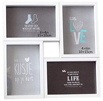 Bilderrahmen, Kreative Kombination Fotorahmen An Der Wand Montierte Einteilige Fotowand Einfacher Bilderrahmen-4×6in/10×15cm (Farbe : Weiß)