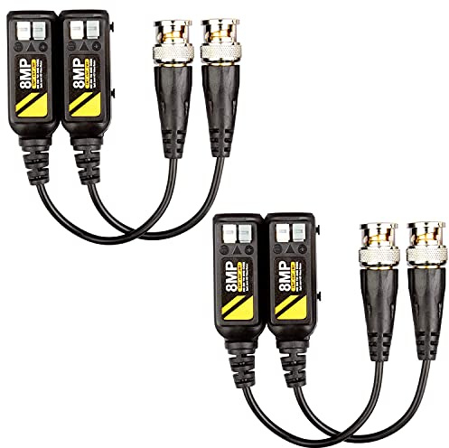 Greluma 2 Paar 8MP Passive HD BNC Video Balun Transceiver Sender AHD/TVI/CVI/CVBS Kabelanschlüsse für 4K 720P / 960P / 1080P / 3/4/5 / 8MP CCTV Überwachungskameras