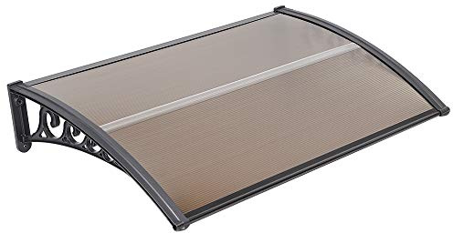 XUANYU Marquesinas Exterior para Puertas y Ventanas Tejadillo de Protección Toldo Policarbonato (Marrón-Negro, 100×150 cm)