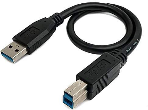 System-S Câble USB 3.0-30 cm - Type B mâle vers A mâle - Adaptateur à vis - Noir