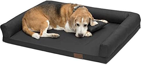 Juelle Orthopädisches Hundebett Große Hunde, Ergonomische Matratze mit Seiten für große Hunde, Abnehmbarer Bezug, Maschinenwaschbar, Lucky M-XXL, XXL - 145x105x20 cm