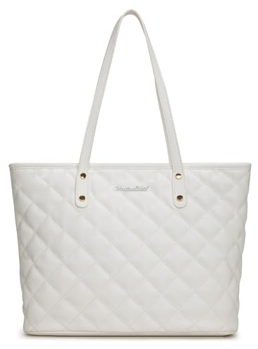 Montana West Gesteppte Handtasche für Frauen Tote Geldbörse Schultertasche Große Mode Hobo Geldbörse, Weiß gesteppt, Large