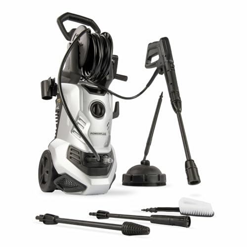 Power Plus Elektrischer Hochdruckreiniger POWXG90416-2000 Watt Terrassenreiniger, Start/Stopp-Funktion, Max. 160 Bar Druck und 50°C Temperatur, 8 m Schlauch und Zubehör inbegriffen