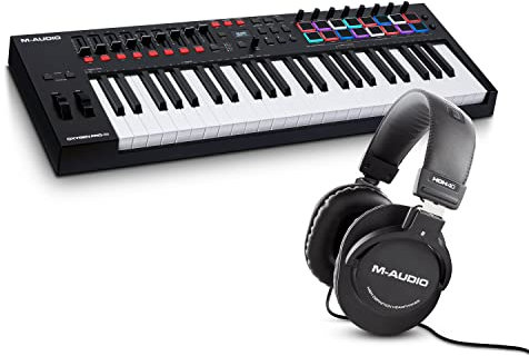 M-AUDIO Oxygen Pro 49 und HDH40-49-Tasten USB MIDI Keyboard Controller mit Beat Pads und Over-Ear Studiokopfhörer mit 2.7 m Kabel für Studiomonitoring