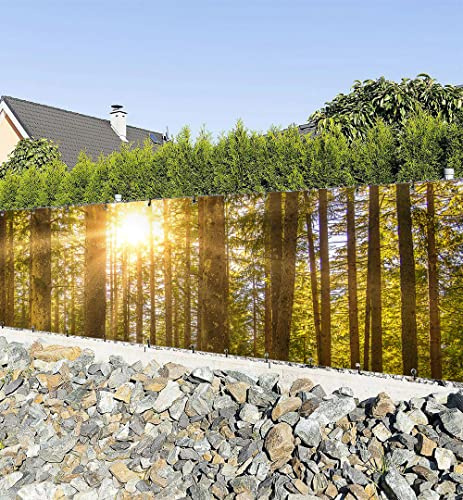 MyMaxxi Zaunbanner Sichtschutz - Waldlichtung im Frühling - Abdeckung für Terrasse Zaun - Windschutz Sonnenschutz Blickdicht - Zaunverkleidung wetterfest -