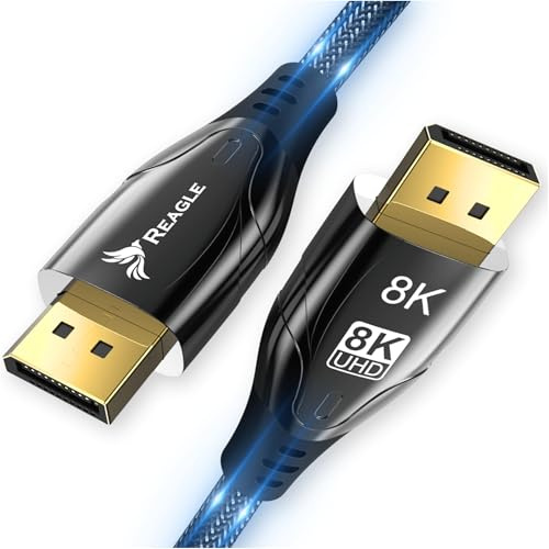 DisplayPort Cable 1.4 DP Reagle 8K@60Hz 4K@144Hz 2K@240Hz, FreeSync, G-Sync Display Port for Gaming Monitor Graphics Card, 32.4 Gbit/s HDR10, VESA Certified, Aluminium Alloy Nylon (3). m)
