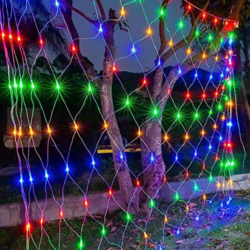 Randaco 204 LED Lichternetz 3x2m,Bunt Lichterkette Netz, 8 Modi Lichterkettennetz Innen und Außen Deko Lichtketten Lichtervorhang mit Stecker