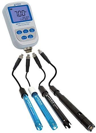 Apera Instruments SX751 Tragbares Multi-Parameter-Set im Koffer | pH/DO/ORP/Leitfähigkeit/TDS/Salzgehalt/Widerstand; wasserdicht, Speicher, autom. Temperaturkompensation und Kalibrierung