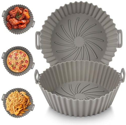 Vicloon Accesorios para Horno, Microondas y Freidora de Aire de 6.5in, 2 PCS Bandeja Reutilizable y Antiadherente, Olla de Silicona