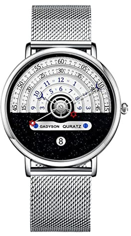 Mokeum Orologi da uomo, Astrolabio minimalista di tendenza, Elegante orologio da polso in acciaio inossidabile impermeabile da uomo, Con bracciale in acciaio inossidabile tipo Milanese, Orologio con
