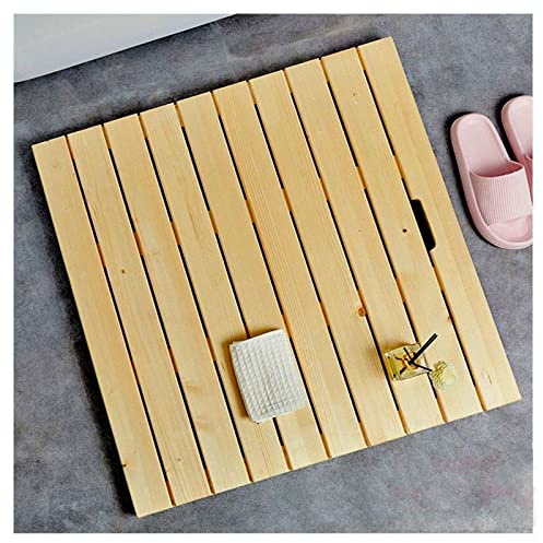 SHUITUKOUU Pedana Doccia in Legno,Tappetino da Doccia in Legno, Tappetino da Bagno in bambù per Doccia, Tappetino da Doccia Naturale Antiscivolo, Personalizzabile,60x70cm/24x28in