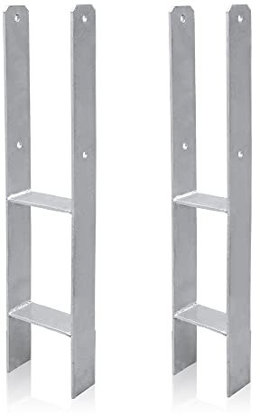 Jopassy Soporte para postes en H, 2 anclajes de altura, ancho de horquilla de 91 mm, grosor del material 5 mm, longitud 600 mm, zapato galvanizado en caliente, ancla de poste en forma de H