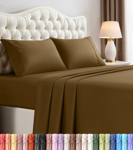 Utopia Bedding King Bed Sheets Set - 4 Piece Bedding - Brushed Microfiber - Shrinkage and Fade Resistant - Easy Care (King, Mocha)