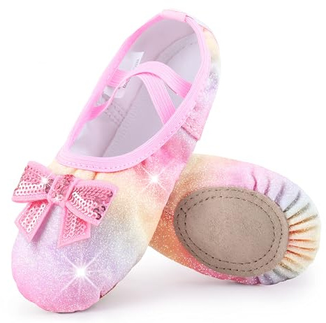 Mulnall Ballett-Schuhe für Kleinkinder und Mädchen | Gekreuzter elastischer Sitz, rutschfeste Wildledersohle, weiche atmungsaktive Ballettschuhe für Training und Bühnenauftritte