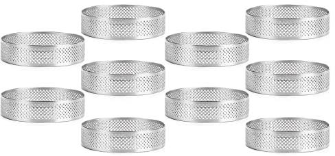 Fegtrty Lot de 10 anneaux à perforés en acier inoxydable de 5 cm pour gâteau et mousse