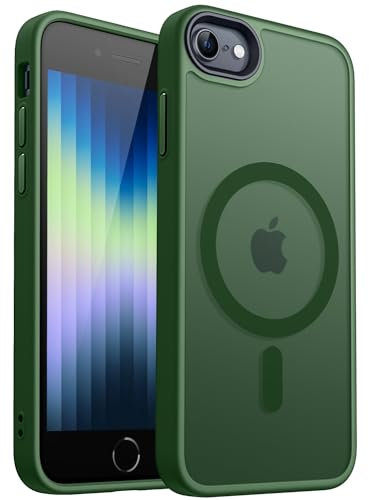 CANSHN Hülle für iPhone 8 / iPhone SE 2020/2022 Magnetisch kompatibel mit Magsafe, Matt Transluzente Handyhülle für iPhone 8 / iPhone SE 2020/2022 (Dunkelgrün)
