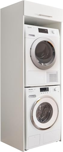 möbelando Waschmaschinenumbauschrank >LAUNDREEZY< in weiß - 67,5x200x67,5 (BxHxT)