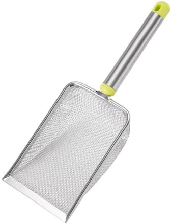 Milageto Pala Coladora de Arena para Gatos, Pala de Limpieza para Mascotas, Colador de Arena para Gatos, Pala de Arena de Metal de Acero Inoxidable para Kitty, Malla 2.0X2.0mm