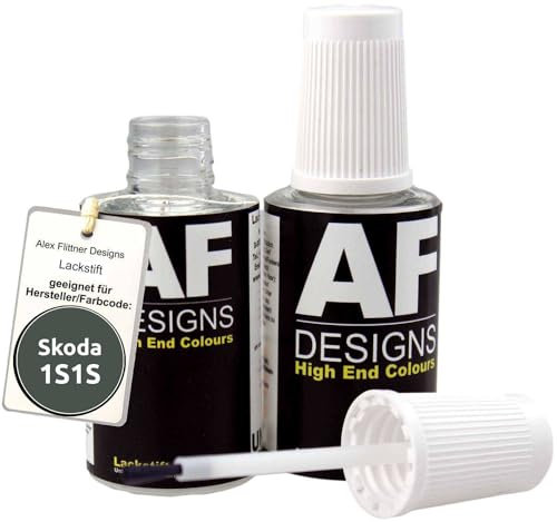 Alex Flittner Designs Lackstift Set kompatibel mit Skoda 1S1S Olive Grün Metallic schnelltrocknend 2x20ml Autolack