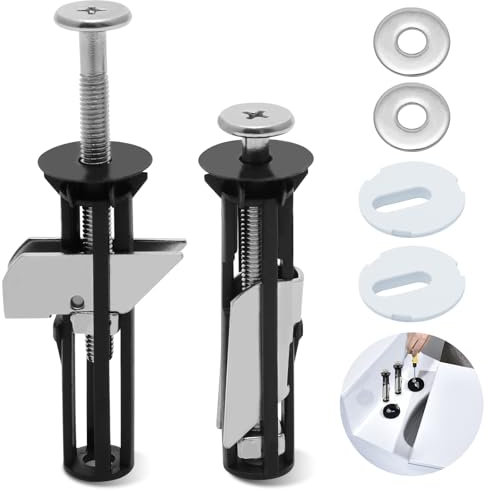 2 Pcs Toilet Seat Fixings, Toilet Seat Hinges Stainless Steel with Washers, Toilet Seat Fittings and Fixtures Universal Replacement Parts