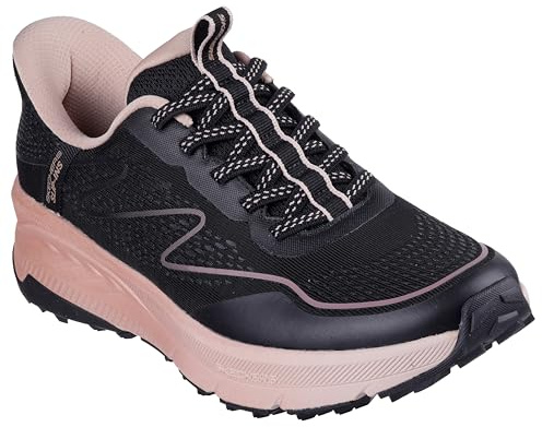 Skechers Femme Switch Back Mist Slip-In ENTRAINEUSE, Black Textile/Synthetic/Pink Trim, 37.5 EU