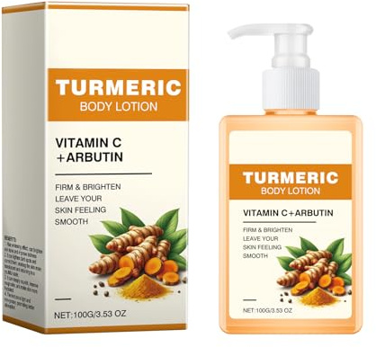 Skeadex Lozione per il corpo alla curcuma, lozione per il corpo, vitamina C, 100 ml, lozione per il corpo schiarente per idratare, rimozione di iperpigmentazione, pelle liscia