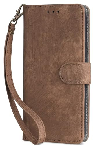 Bnvdfre Funda de piel auténtica para Motorola Moto G85 funda [piel auténtica] [tarjetero] [protección RFID] [función atril] funda de piel con tapa para Motorola Moto G85 - Marrón