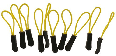 Lot de 10 tirettes de rechange pour fermeture éclair - Jaune