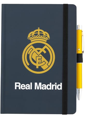 Grupo Erik Real Madrid Notizbuch A5 Journal Tagebuch Merch Geschenke | Tagebuch mit Stift Blanko Bullet Journal Ringbuch Mädchen und Jungen Einschulung - Notizblock A5 14,8 × 21,0 cm