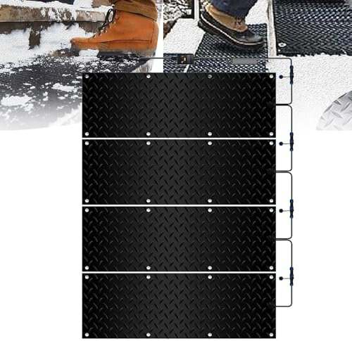 vhdurike 10 x 30 Schneeschmelzmatte für Gehwege, 4 Stück rutschfeste beheizte Gummimatten mit Netzkabel, beheizte Fußmatte für Außentreppen und Stufen im Winter